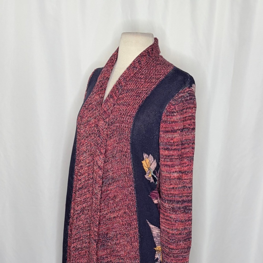 Anthropologie MOTH Old City Long Cardigan Sweater Marled Floral Knit Medium - Picture 7 of 14